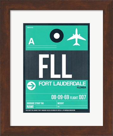 Framed FLL Fort Lauderdale Luggage Tag II Print