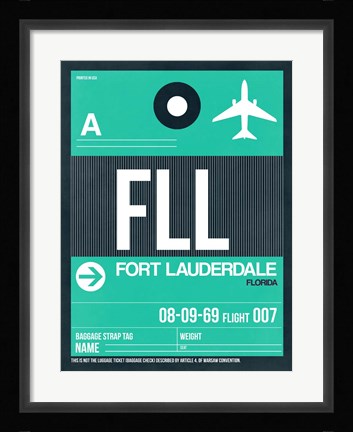 Framed FLL Fort Lauderdale Luggage Tag II Print