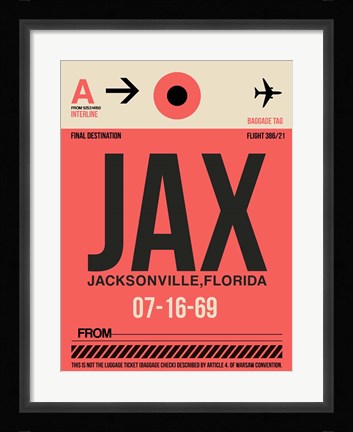 Framed JAX Jacksonville Luggage Tag I Print