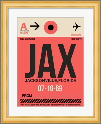 Framed JAX Jacksonville Luggage Tag I Print