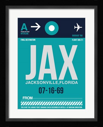 Framed JAX Jacksonville Luggage Tag II Print