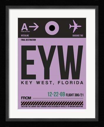 Framed EYW Key West Luggage Tag I Print