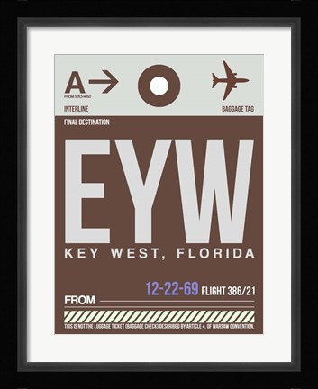 Framed EYW Key West Luggage Tag II Print