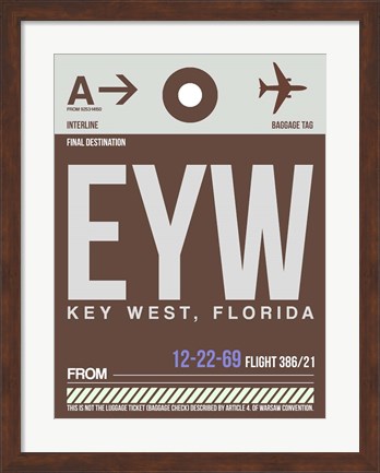 Framed EYW Key West Luggage Tag II Print