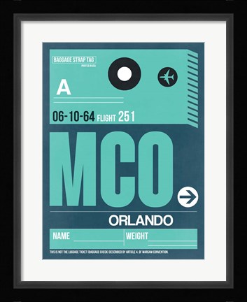 Framed MCO Orlando Luggage Tag II Print