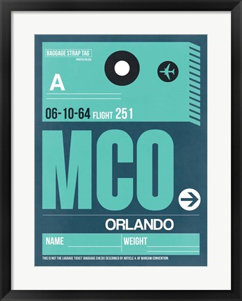 Framed MCO Orlando Luggage Tag II Print