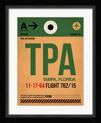 Framed TPA Tampa Luggage Tag I Print