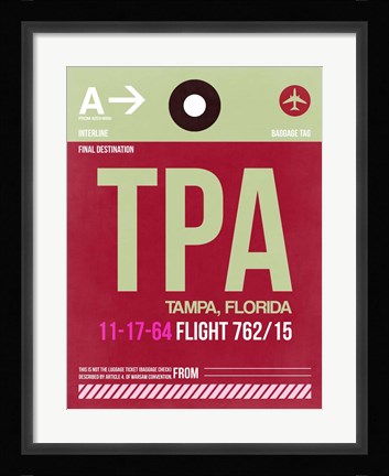 Framed TPA Tampa Luggage Tag II Print