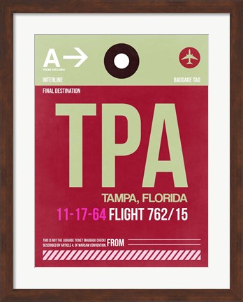 Framed TPA Tampa Luggage Tag II Print