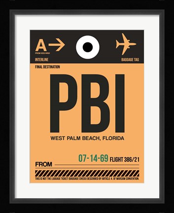 Framed PBI West Palm Beach Luggage Tag I Print