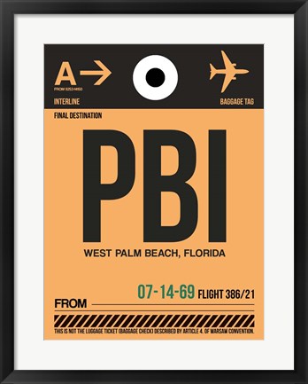 Framed PBI West Palm Beach Luggage Tag I Print