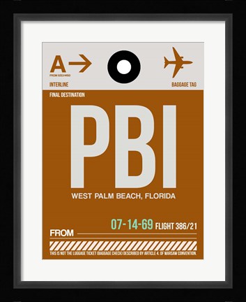 Framed PBI West Palm Beach Luggage Tag II Print