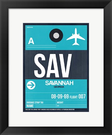 Framed SAV Savannah Luggage Tag II Print