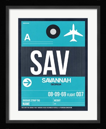 Framed SAV Savannah Luggage Tag II Print
