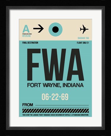 Framed FWA Fort Wayne Luggage Tag I Print