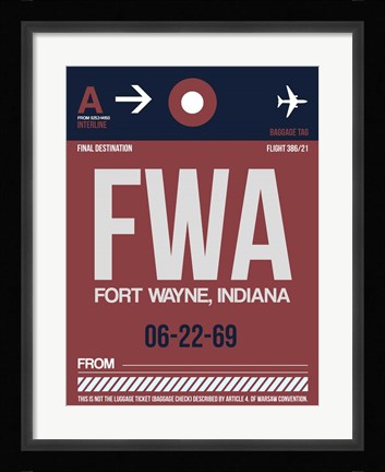 Framed FWA Fort Wayne Luggage Tag II Print