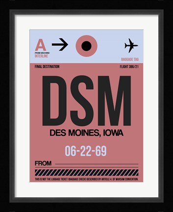 Framed DSM Des Moines Luggage Tag I Print