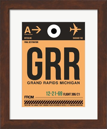 Framed GRR Grand Rapids Luggage Tag I Print