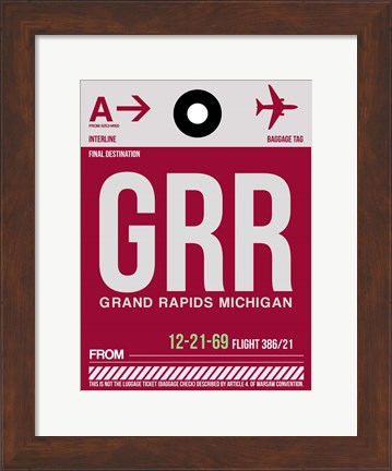 Framed GRR Grand Rapids Luggage Tag II Print