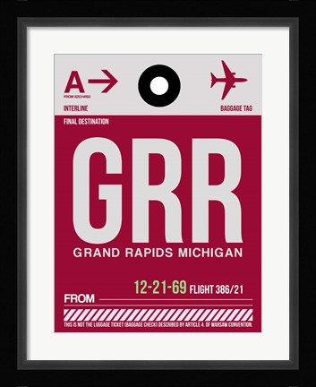 Framed GRR Grand Rapids Luggage Tag II Print