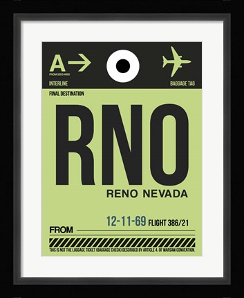 Framed RNO Reno Luggage Tag I Print