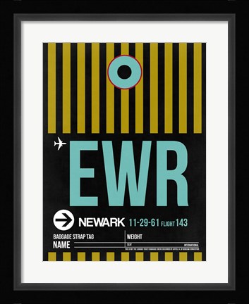Framed EWR Newark Luggage Tag II Print