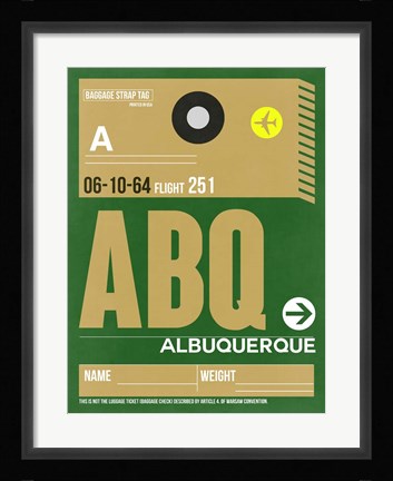 Framed ABQ Albuquerque Luggage Tag I Print
