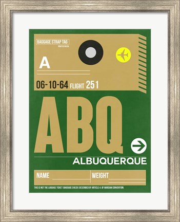 Framed ABQ Albuquerque Luggage Tag I Print