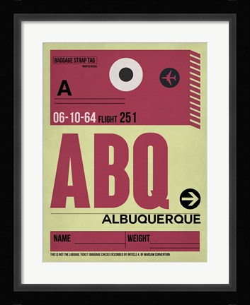 Framed ABQ Albuquerque Luggage Tag II Print