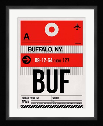 Framed BUF Buffalo Luggage Tag I Print