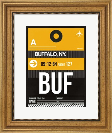 Framed BUF Buffalo Luggage Tag II Print