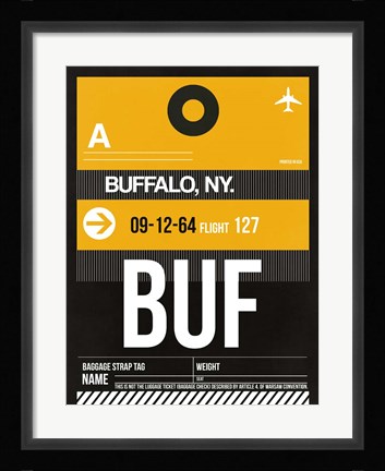Framed BUF Buffalo Luggage Tag II Print