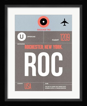 Framed ROC Rochester Luggage Tag II Print