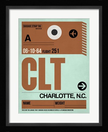 Framed CLT Charlotte Luggage Tag I Print