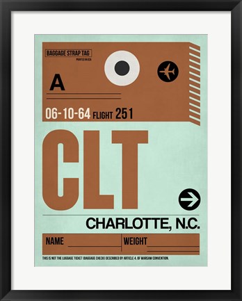 Framed CLT Charlotte Luggage Tag I Print