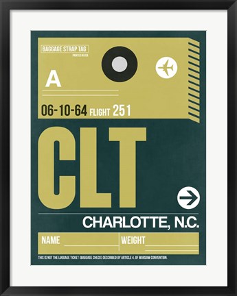 Framed CLT Charlotte Luggage Tag II Print