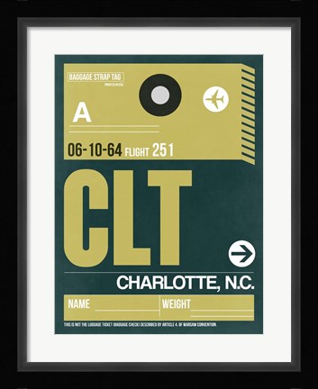 Framed CLT Charlotte Luggage Tag II Print