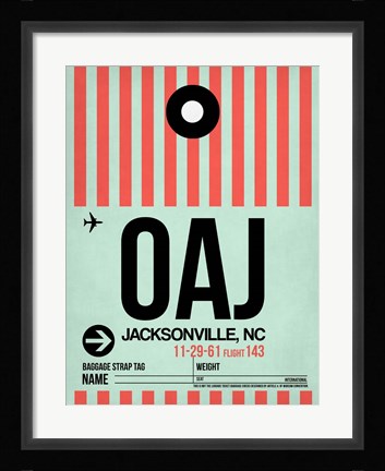 Framed OAJ Jacksonville Luggage Tag I Print