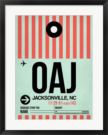 Framed OAJ Jacksonville Luggage Tag I Print
