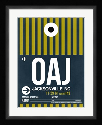 Framed OAJ Jacksonville Luggage Tag II Print