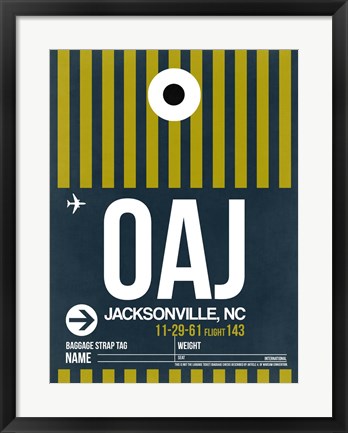 Framed OAJ Jacksonville Luggage Tag II Print