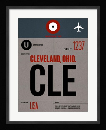 Framed CLE Cleveland Luggage Tag I Print