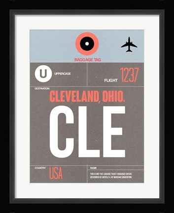 Framed CLE Cleveland Luggage Tag II Print