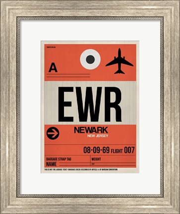 Framed EWR Newark Luggage Tag I Print
