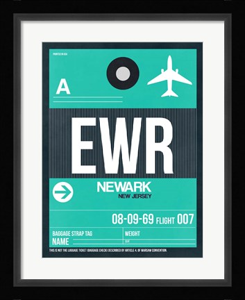 Framed EWR Newark Luggage Tag II Print