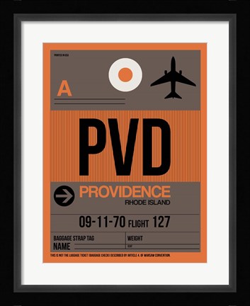 Framed PVD Providence Luggage Tag I Print
