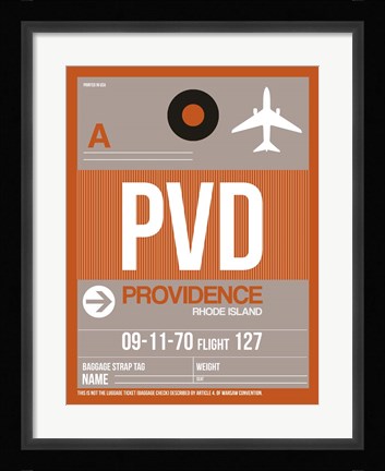 Framed PVD Providence Luggage Tag II Print