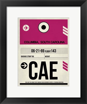 Framed CAE Columbia Luggage Tag I Print