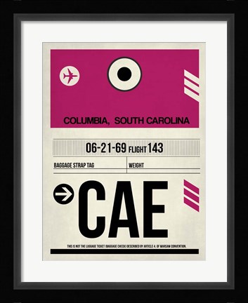 Framed CAE Columbia Luggage Tag I Print