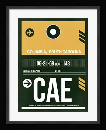 Framed CAE Columbia Luggage Tag II Print